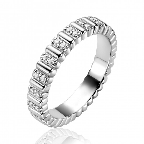 ZINZI zilveren ring (4mm breed) bezet met witte zirkonia's ZIR2686C