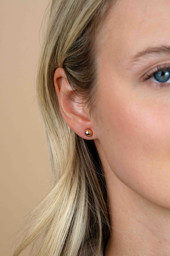 ZINZI zilveren oorstekers rosé verguld glad bol 5mm ZIO807R