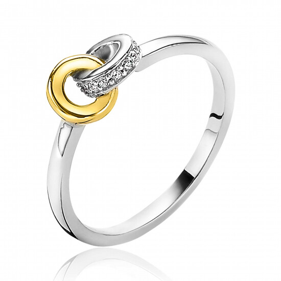 ZINZI zilveren ring ronde vormen met elkaar verbonden witte zirconia's ZIR2102C