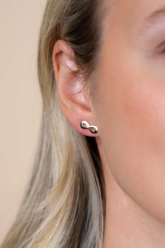 ZINZI zilveren geelgoudvergulde oorknoppen infinity ZIO1065G