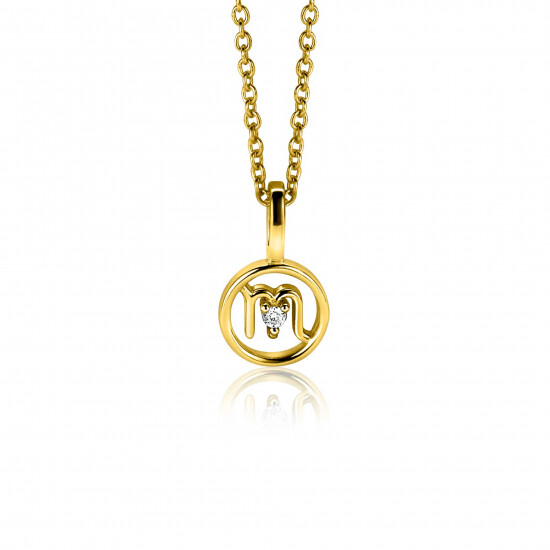 9mm ZINZI gold plated zilveren Schorpioen sterrenbeeldhanger bezet met witte zirconia ZIHY-SCH (zonder collier)