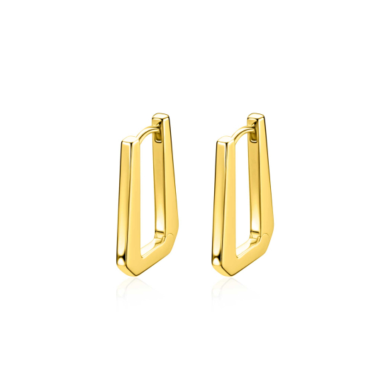 20mm ZINZI gold plated zilveren rechthoekige oorringen, strakke buis met modern design, luxe klapsluiting ZIO2879G