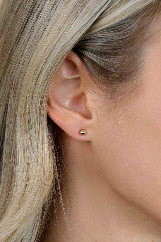 ZINZI zilveren oorstekers glad bol 6mm geel verguld ZIO808G