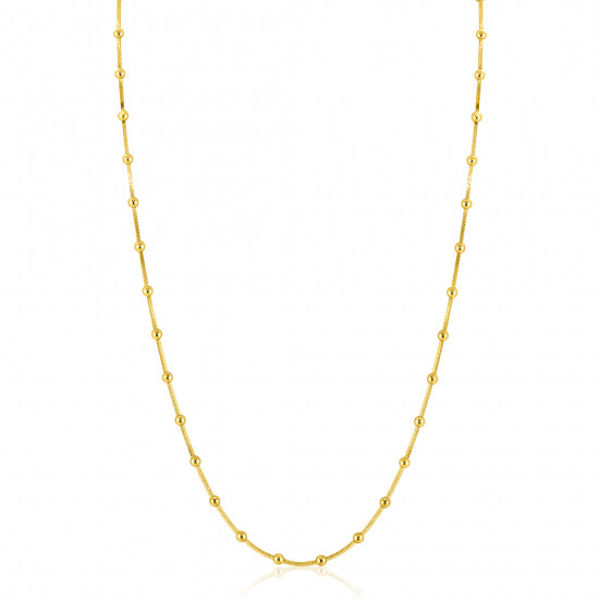 ZINZI gold plated zilveren slangen-ketting met vierkant geslepen schakels en 40 verfijnde glanzende bolletjes (2,5mm breed) 43-45cm ZIC2471G