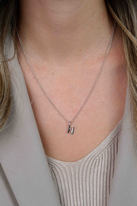 ZINZI zilveren letter hanger N ZIH2140N