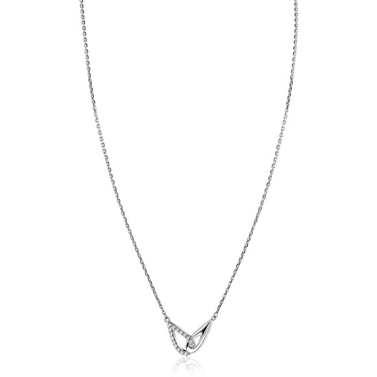 ZINZI zilveren ketting 45cm met twee in elkaar gevlochten druppelvormen ZIC2768