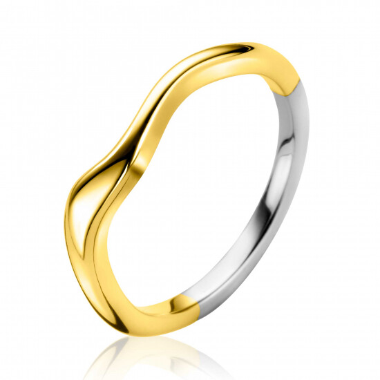 ZINZI gold plated zilveren ring organisch gevormd 3,5mm breed ZIR2627GC