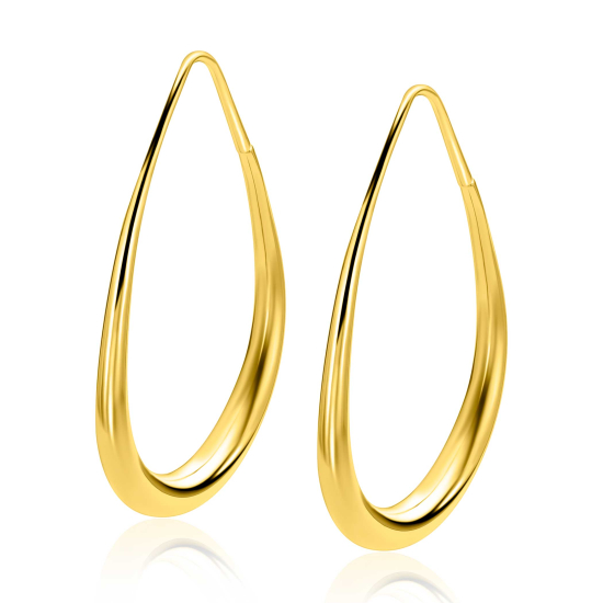 39mm ZINZI gold plated zilveren druppelvormige extra grote oorringen gladde buis 3,5mm ZIO-BF149G
