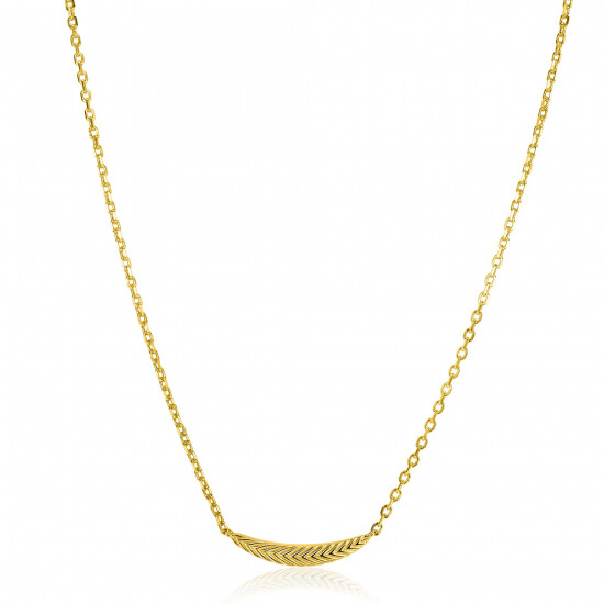 ZINZI gold plated zilveren schakelkettinkje met grote veer. De veer staat symbool voor je vleugels uitslaan en vrijheid. 40-45cm ZIC2644G