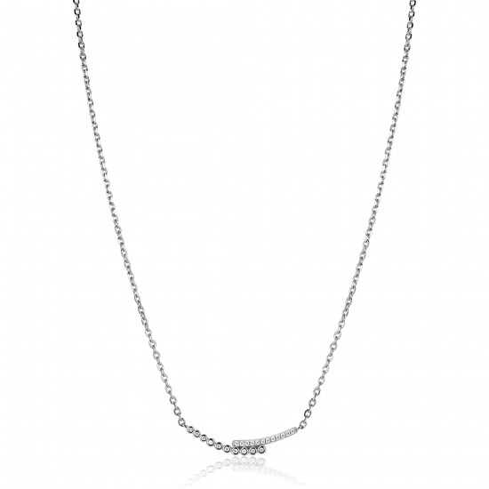 ZINZI zilveren ketting 42–45cm met staafjes bezet met witte zirkonia’s ZIC2729