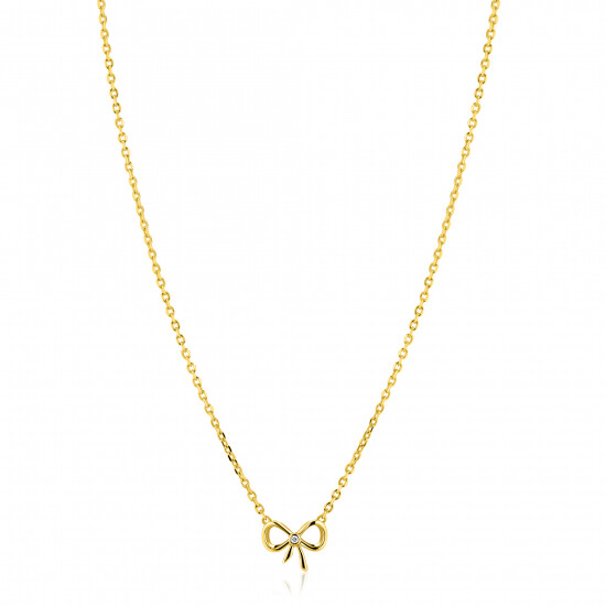 ZINZI gold plated zilveren ketting 42–45cm met sierlijke strik, bezet met witte zirkonia ZIC2724Y