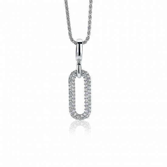 ZINZI zilveren luxe hanger ovaal wit 32mm ZIH1894 (zonder collier)