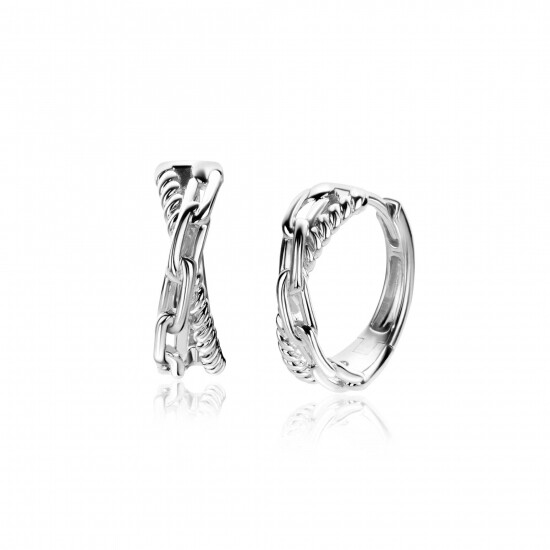 18mm ZINZI zilveren luxe oorringen cross-over met paperclip schakel en gedraaide baan 18x6mm met klapsluiting ZIO2544