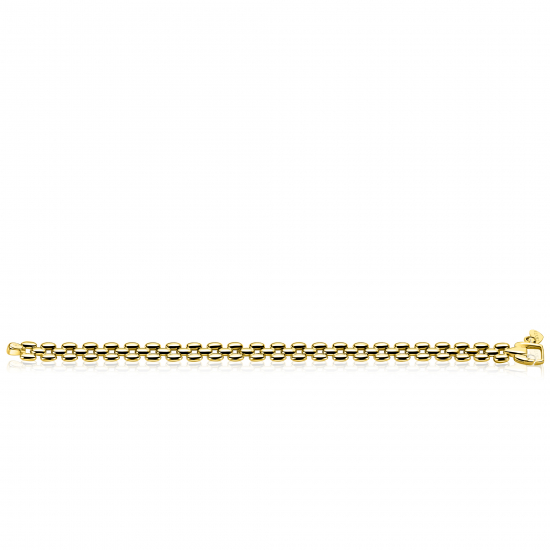 ZINZI gold plated zilveren brede rolex-style schakel-armband 8mm breed 19cm ZIA2764G