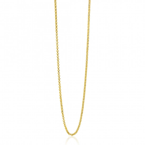 80cm ZINZI zilveren jasseron ketting geel verguld ZILC-J80G