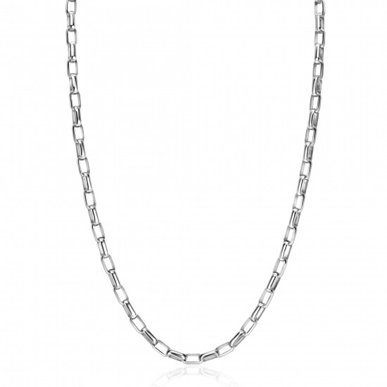 ZINZI zilveren stoere schakelketting 45cm met rechthoekige schakels 3,8mm breed ZIC2514