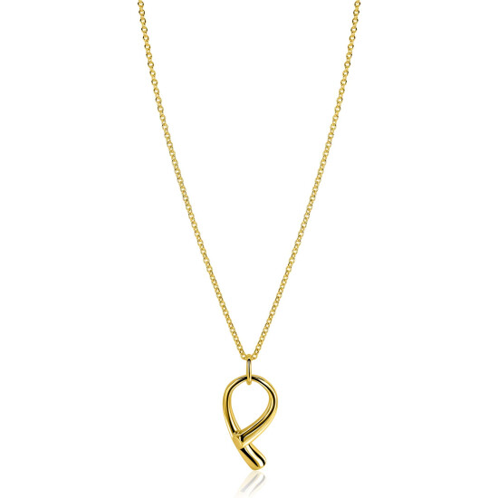 ZINZI goldplated zilveren ketting 45cm met grote sierlijke hanger 40mm ZIC2786G