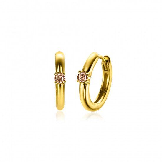 NOVEMBER oorringen 13mm gold plated met geboortesteen geel citrien zirconia 
