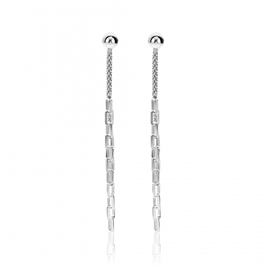 65mm ZINZI zilveren multi-look oorstekers met bungelende paperclip schakels ZIO2709