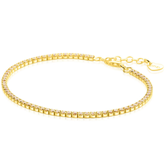ZINZI gold plated zilveren tennis armband 2,1mm breed met rijzetting champagnekleurige zirconia's ZIA2892C