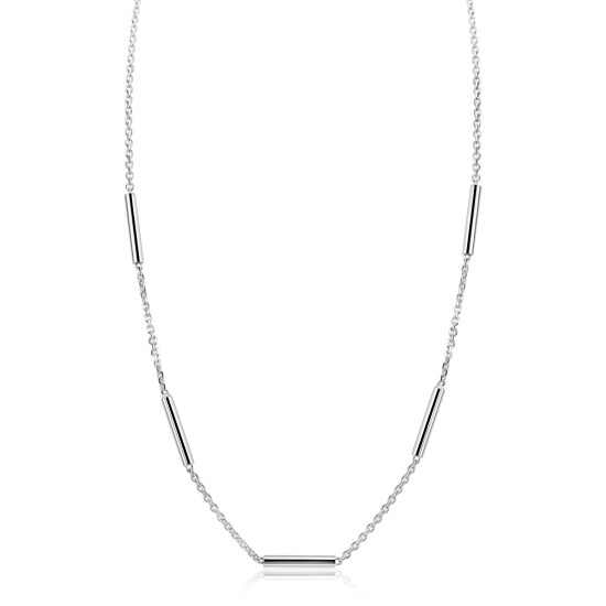 ZINZI zilveren schakelketting 45cm met vijf gladde ronde staafjes ZIC2800