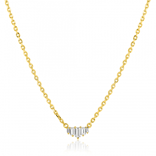 ZINZI gold plated zilveren ketting 42–45cm met piramide vorm, bezet met witte zirkonia’s ZIC2723Y