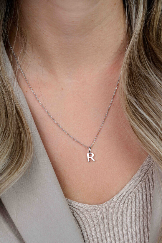 ZINZI zilveren letter hanger R ZIH2140R