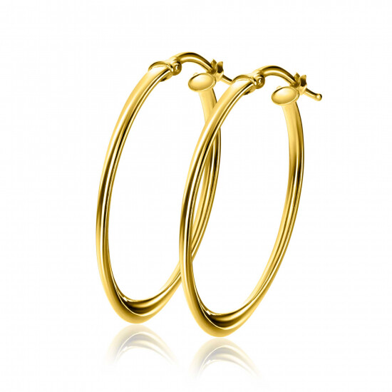 33mm ZINZI gold plated zilveren oorringen met een gedraaide buis en handige bovensluiting ZIO-BF96G