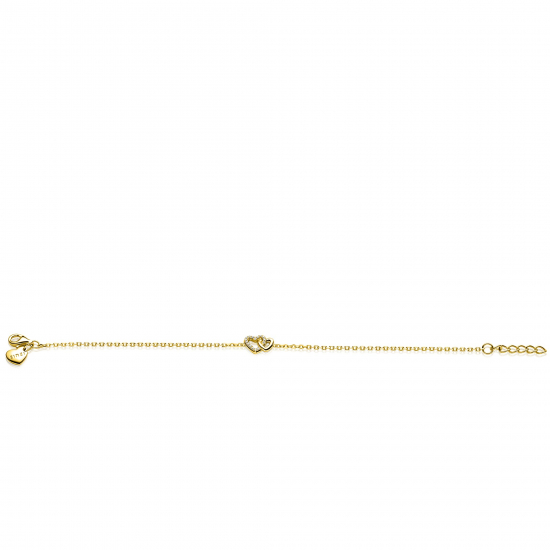 ZINZI gold plated zilveren armband met verbonden hartjes, witte zirkonia's 17-19cm ZIA2493Y