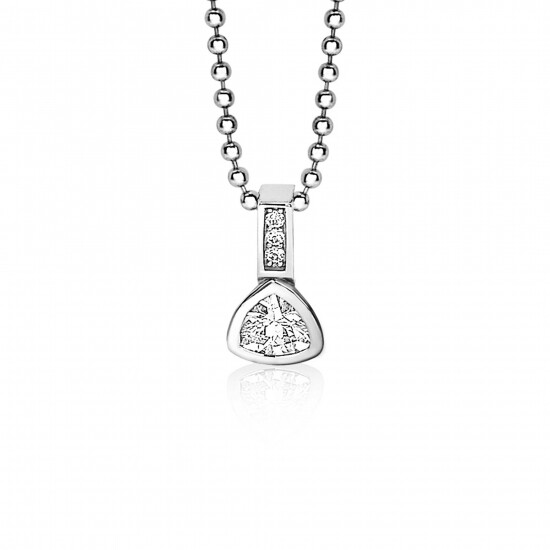 ZINZI zilveren hanger driehoek wit ZIH1663 (zonder collier)