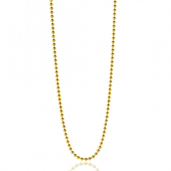 90cm ZINZI zilveren bolletjes ketting gold plated. 0,9mm breed. ZILC-B90G