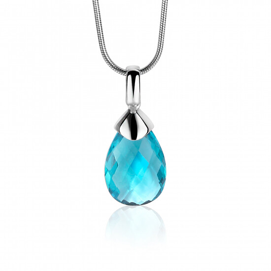 Zinzi zilveren hanger peervorm turquoise ZIH1171T