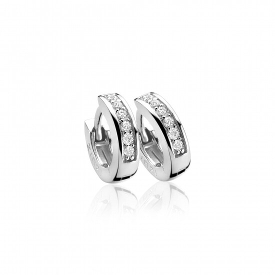 Zinzi zilveren oorringen 12 x 3mm witte zirconia's met luxe klapsluiting ZIO187Z
