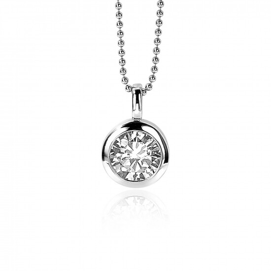 ZINZI zilveren hanger 17mm rond witte zirconia ZIH1 (zonder collier)