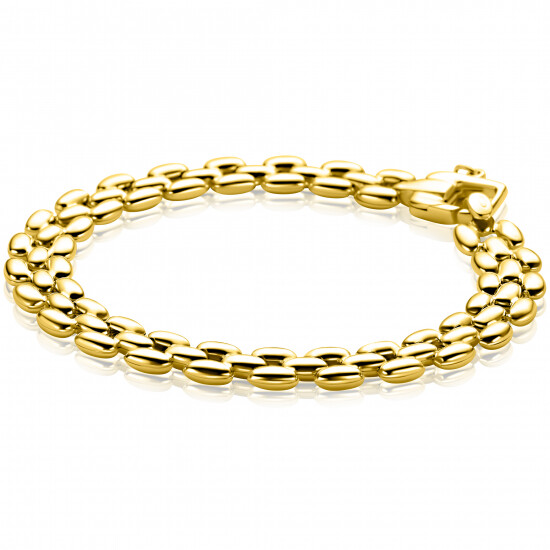 ZINZI gold plated zilveren brede rolex-style schakel-armband 8mm breed 19cm ZIA2764G
