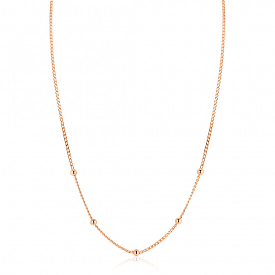 ZINZI rosé-plated zilveren gourmet ketting met vijf bolletjes 42–45cm ZIC2714R