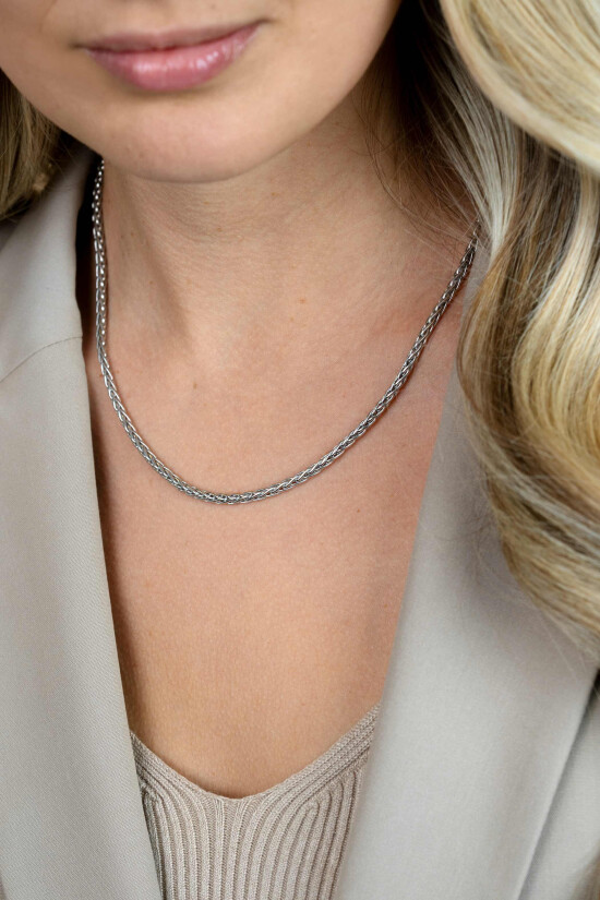 ZINZI zilveren schakelcollier palmier massief 3mm breed 45cm ZIC1912