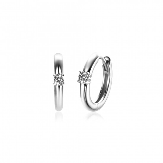 APRIL oorringen 13mm zilver met geboortesteen diamant wit zirconia
