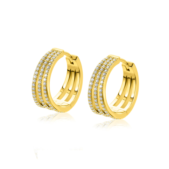 18mm ZINZI goldplated zilveren multi-look oorringen met luxe scharniersluiting 7mm breed ZIO2727YL