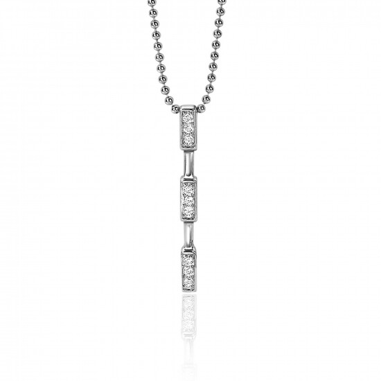 ZINZI zilveren hanger staafje 26mm witte zirconia's ZIH1958 (zonder collier)