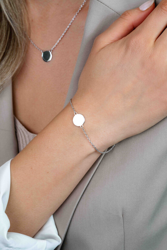 ZINZI zilveren armband met rond plaatje 15mm om te graveren 17-20cm ZIA2345