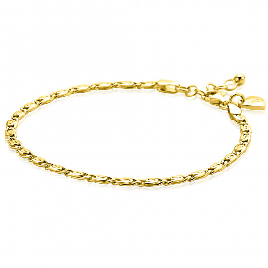 ZINZI gold plated zilveren scroll schakel armband (3mm breed) waarbij de schakels een dubbele krul/kronkeling maken 17-20cm ZIA2712G