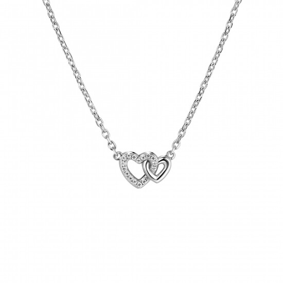 ZINZI zilveren ketting 42–45cm met verbonden hartjes, witte zirkonia's ZIC2493