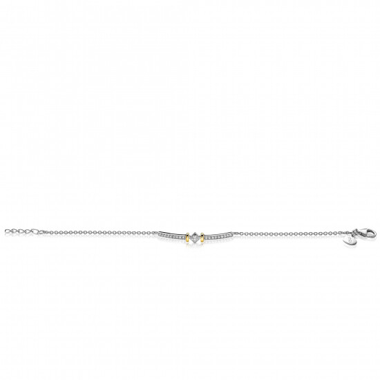 ZINZI zilveren luxe bicolor armband met staafje ruit witte zirconia's 18-20cm ZIA2121