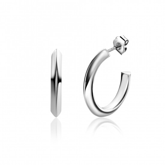 20mm ZINZI zilveren halve oorringen 3mm buisdikte met stekers ZIO2432