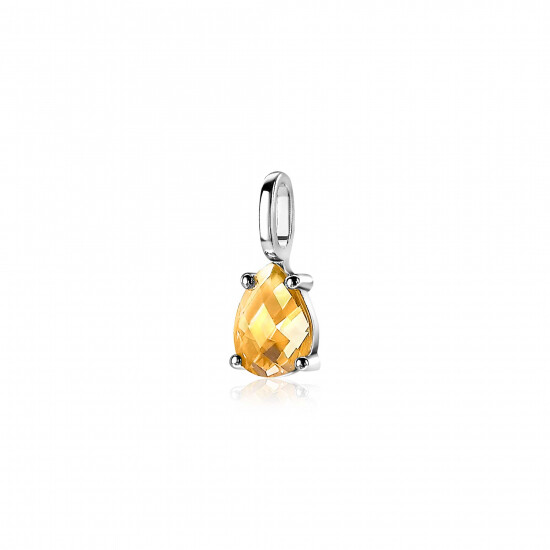 ZINZI zilveren hanger druppelvorm geel ZIH2070G (zonder collier)