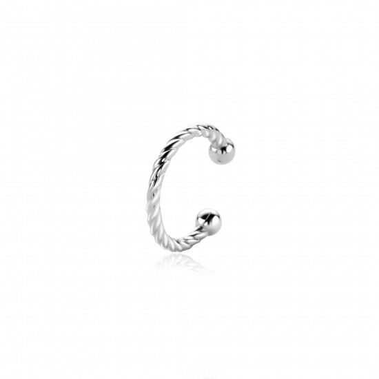 12,5mm ZINZI zilveren ear cuff gedraaide buis per stuk geprijsd ZIO-CUFF3