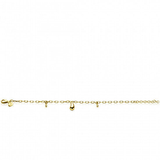 ZINZI gold plated zilveren schakel armband met drie druppelvormige hangers 17-19cm ZIA-BF109G