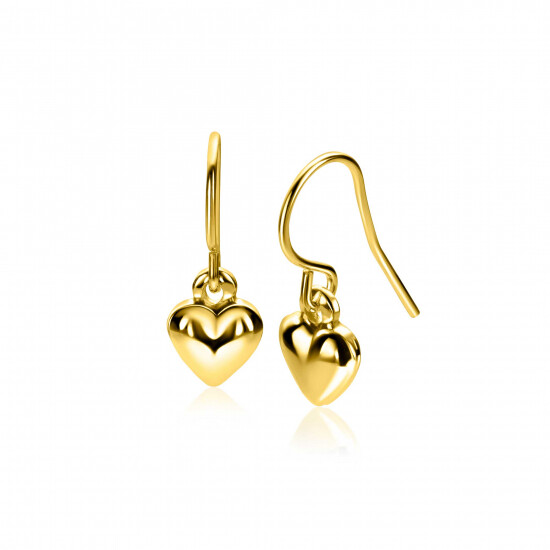 23mm ZINZI gold plated zilveren oorhangers met bol hart ZIO2661