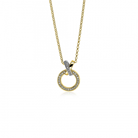ZINZI gold plated zilveren ketting 42–45cm met X-vorm en luxe open rondje  ZIC1816Y